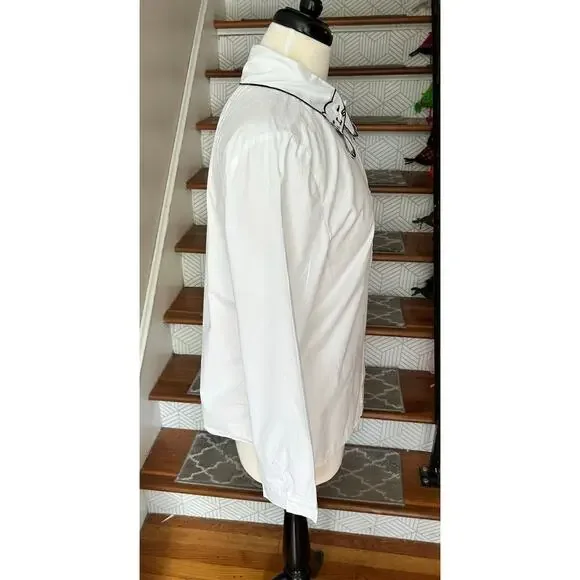 Embroidered Collar White Button Down Shirt (Cute cat) – Size XL - Picture 7 of 8